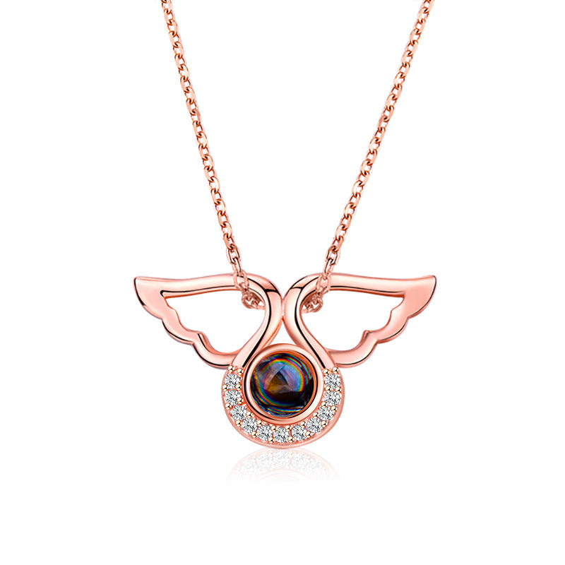 Best Selling Languages I Love You Necklace Little Angel Projection Necklace Clavicle Chain Net Celebrity Vibrato With The Same Jewelry