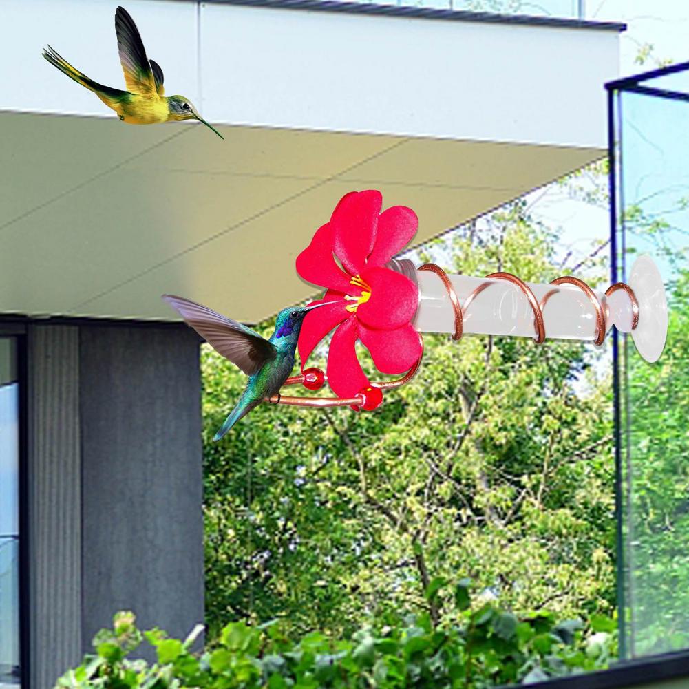 Flower Design Hummingbird Bird Feeder Tube Decorative Dispenser Tool Water Hanging Bird Window Outdoor Bird Feeding Tube