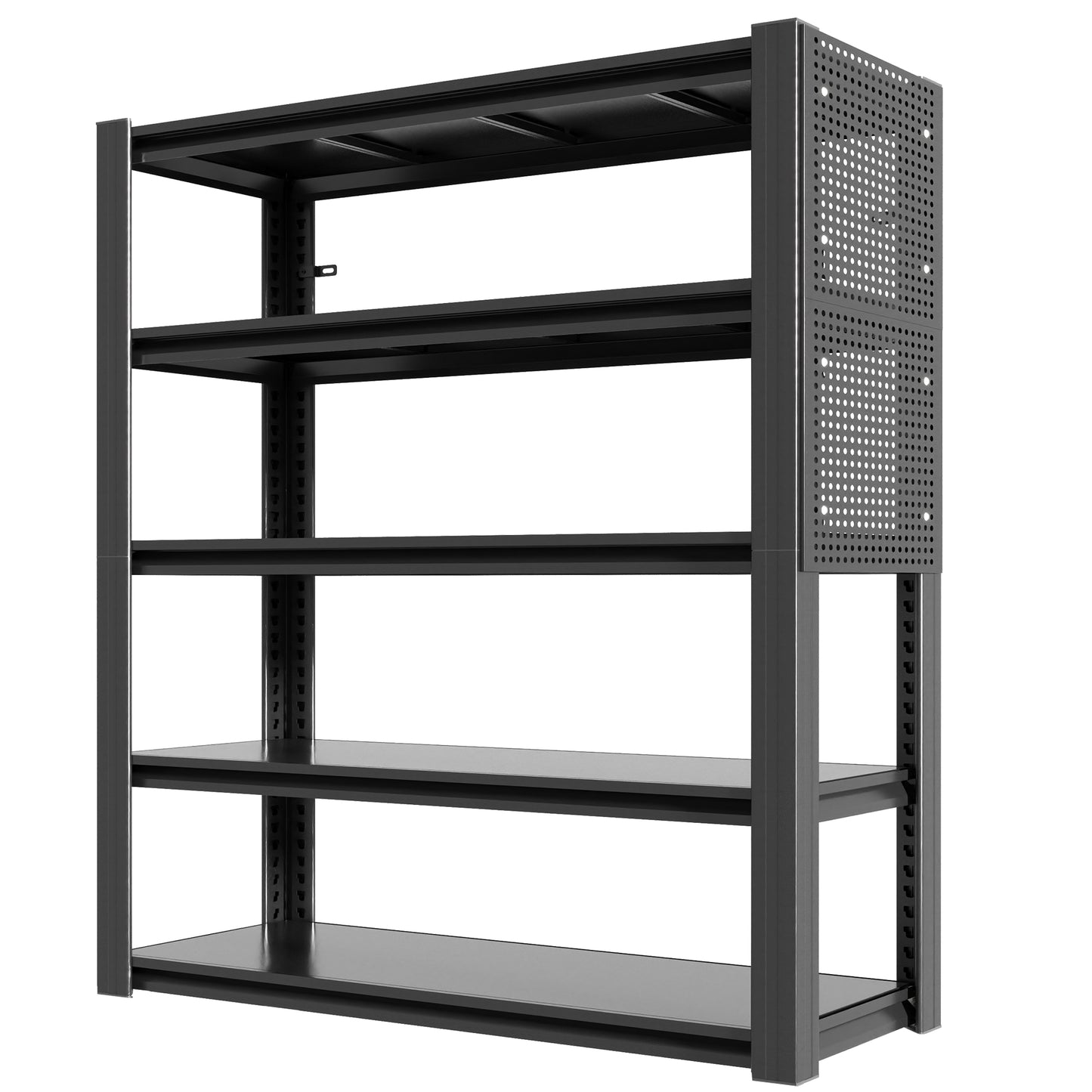 72 H 5-Tier Adjustable Heavy-Duty Shelving With Pegboard, Industrial Storage Rack For Garage, Warehouse, Office, Kitchen - 23.6 D X 47.2 W X 72 H