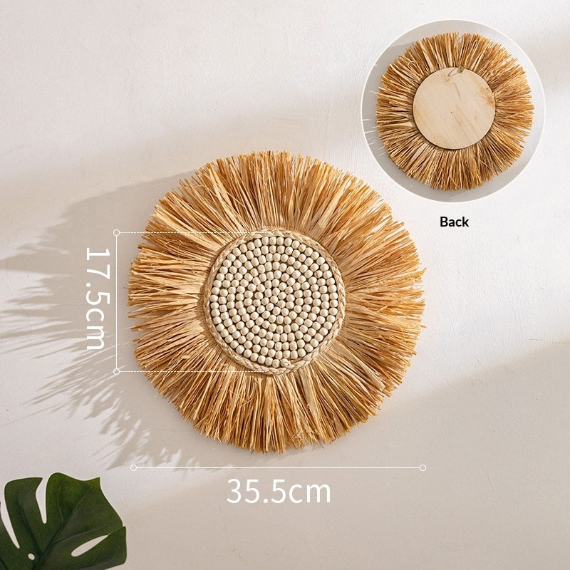 Natural Woven Raffia Decor For Bedroom Background Wall Decoration