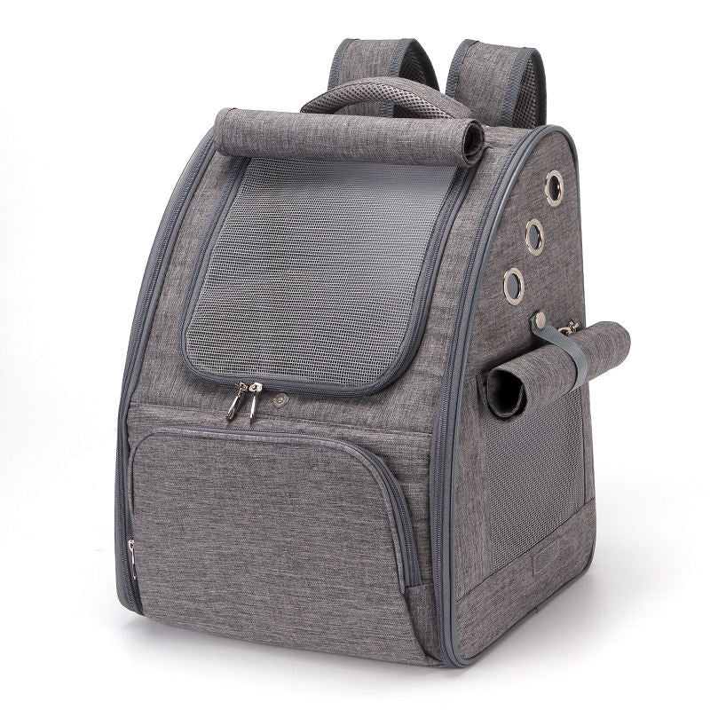 Pet Backpack Carrier For Cats Small Dogs Foldable With Secure Inner Leash Self Locking Zipper For Security