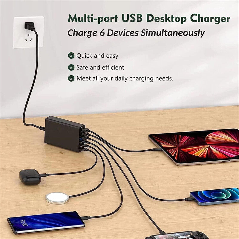 200W GaN Charger USB-C Type C PD Fast Charging Station For Ipad