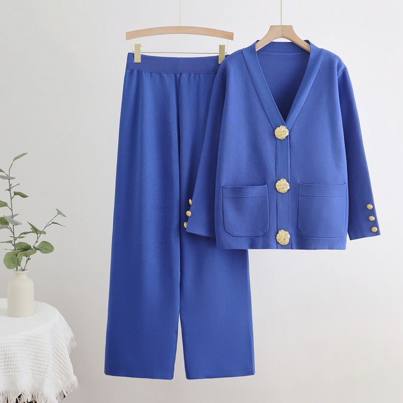 Womens New AutumnWinter Loose Casual Wide-Leg Pants Set