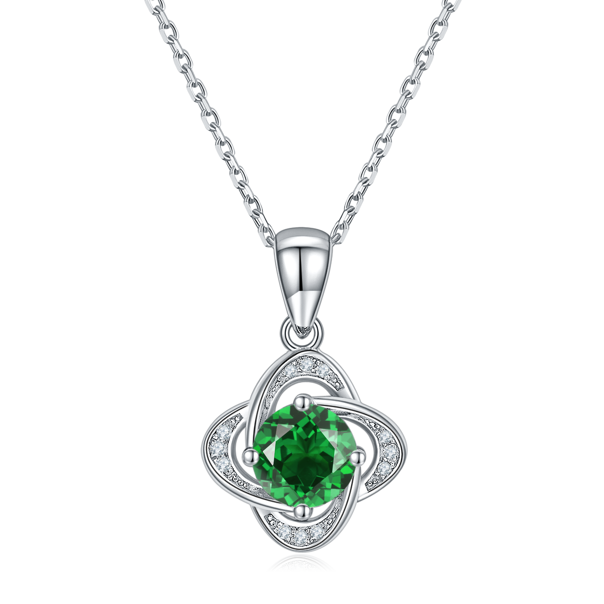 S925 Sterling Silver 4-Leaf Clover Pendant Necklace, 1ct D-VVS1 Moissanite & Lab-Grown Gems, Platinum Plated 2.4g With GRA Certificate Gift Box