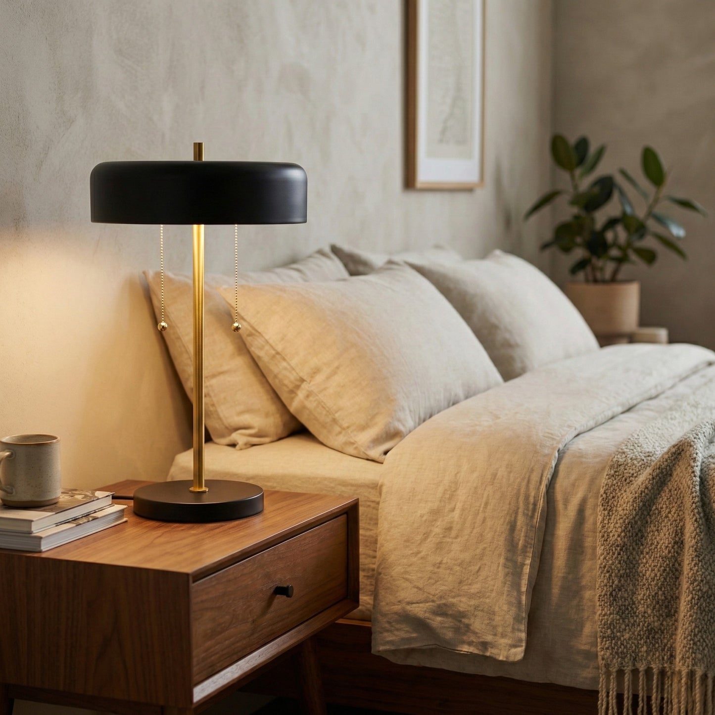 Bedroom Table Lamp Nordic Home Creative Romantic Warm Study Room Desk Bedside Lamp, Obni Table Lamp With Black Outer And White Inner 110-120V