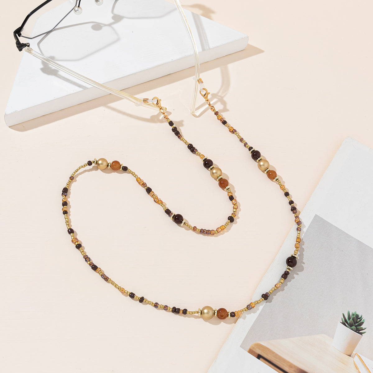 Multi-element Crystal Neckband, Metal Anti-slip Eyewear Accessories