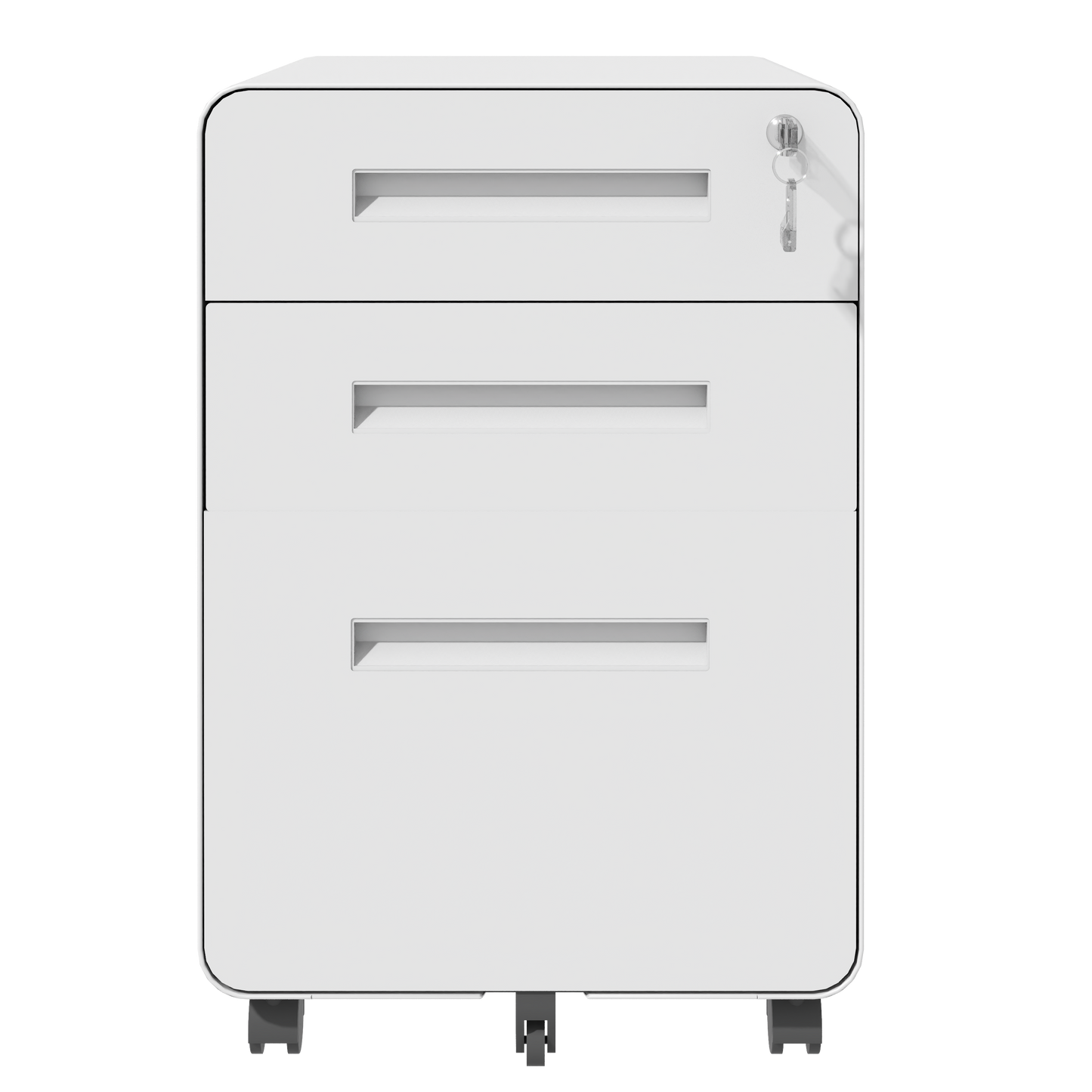 3-Drawer Wide Mobile File Cabinet With Lock, All-Steel Metal Storage Cabinet On Casters, For Home & Office,White, Fully Assembled, Holds A4 Letter Files, 110lbs Drawer