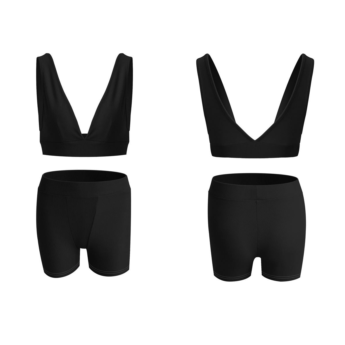 Women's New V-neck Sports Yoga Cotton Solid Color Two-piece Suit