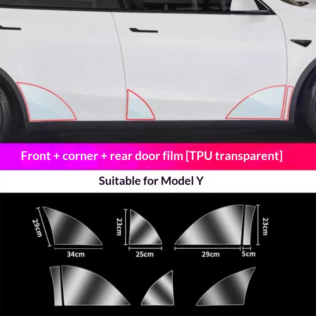 Applicable To Tesla Refresh Edition Protective Film Door Triangle Area Trim Accessories