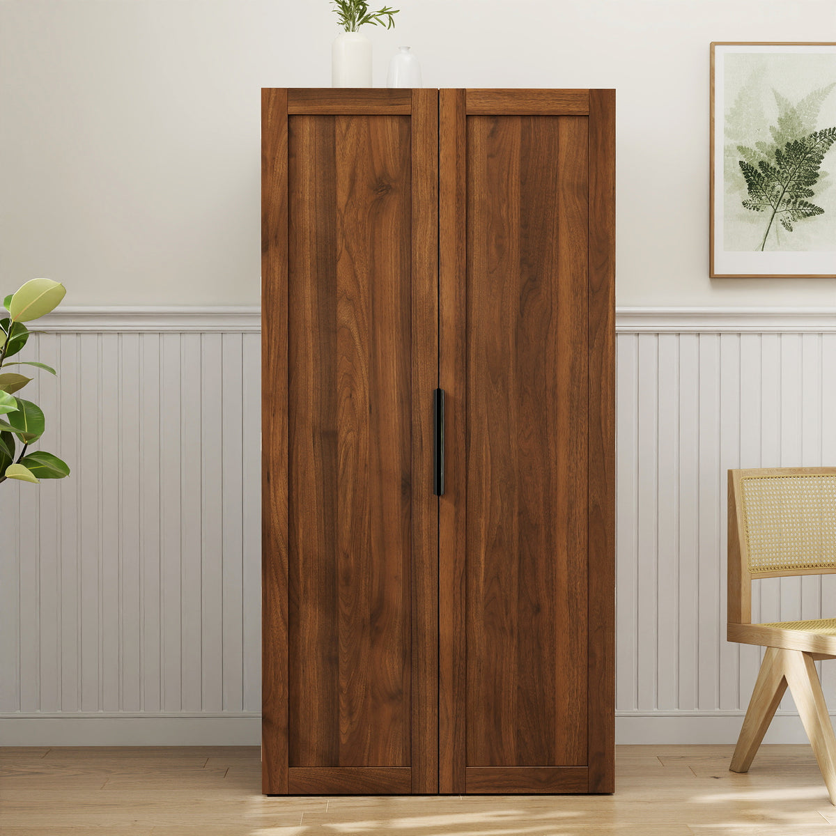Kitchen Pantry Cabinet, Walnut Freestanding Buffet Cupboards Sideboard With Doors & Shelves, Kitchen Pantry Storage Cabinet For Kitchen, Living Room And Dinning Room