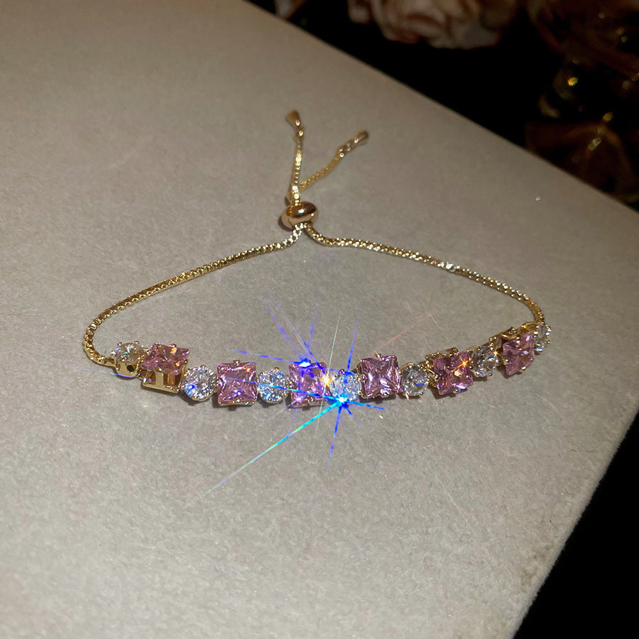Western Style Cubic Zirconia Love Heart Bracelet Dainty Premium Bangle Chic Unique Trendy Fashion Jewelry