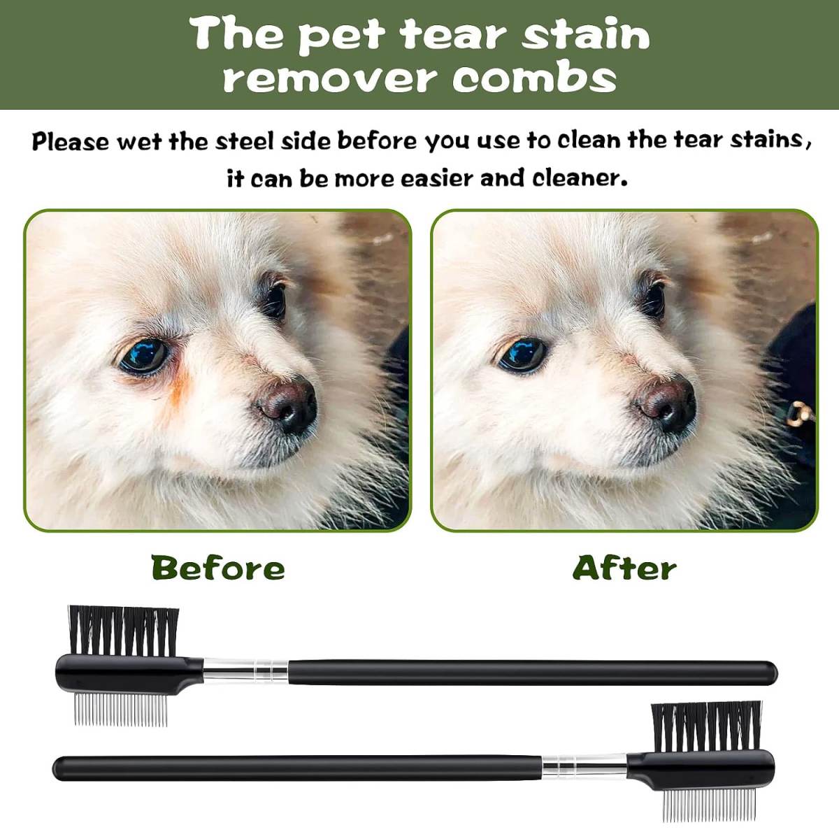 Dog Eye Comb Tear Stain Remover Comb Double-Head Tear Stain Comb For Small Dogs Metal Eye Booger Remover For Dogs Puppy Cat Grooming Comb For Removing Crust Mucus And Flea
