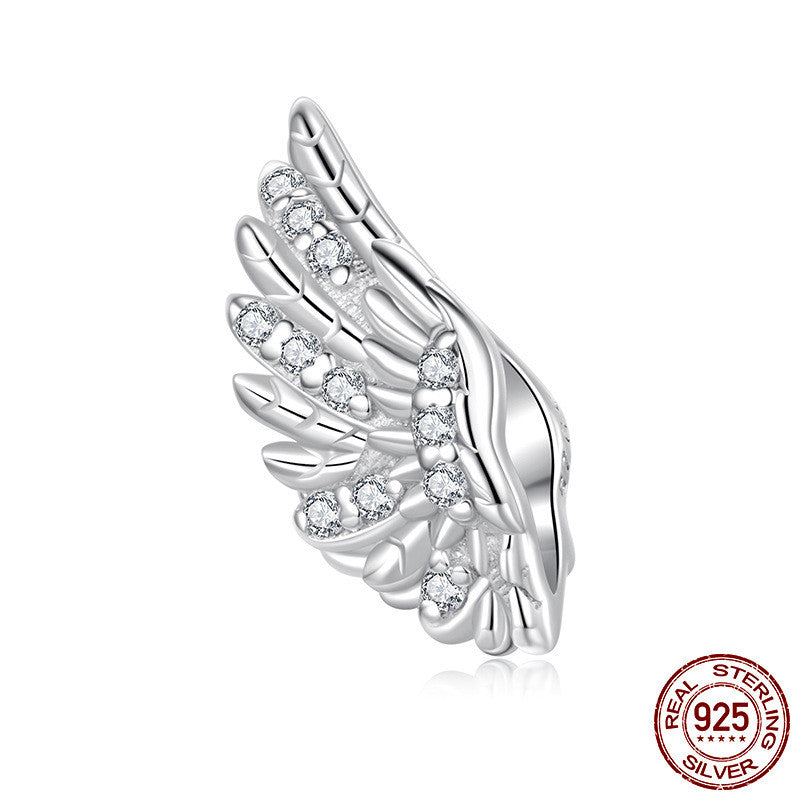 S925 Sterling Silver Guard Wings Bead Accessories Inlaid Zircon Wings