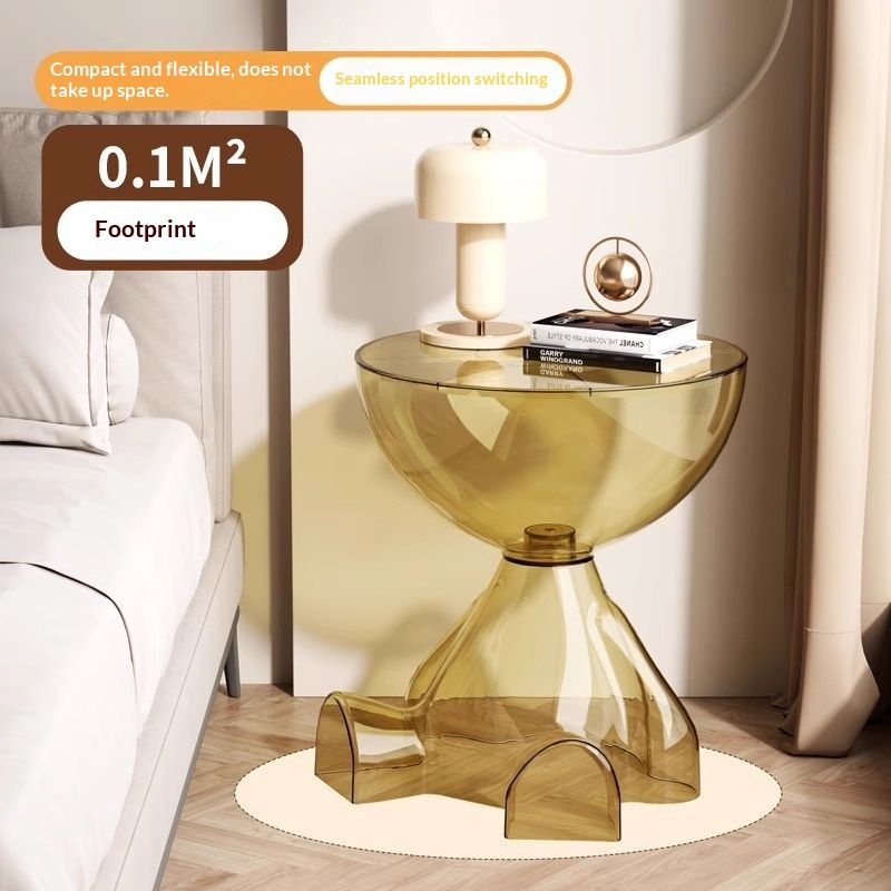 Transparent Floor-to-ceiling Teddy Bear Sofa Living Room Mobile Bedside Table Small Internet-famous Coffee Table