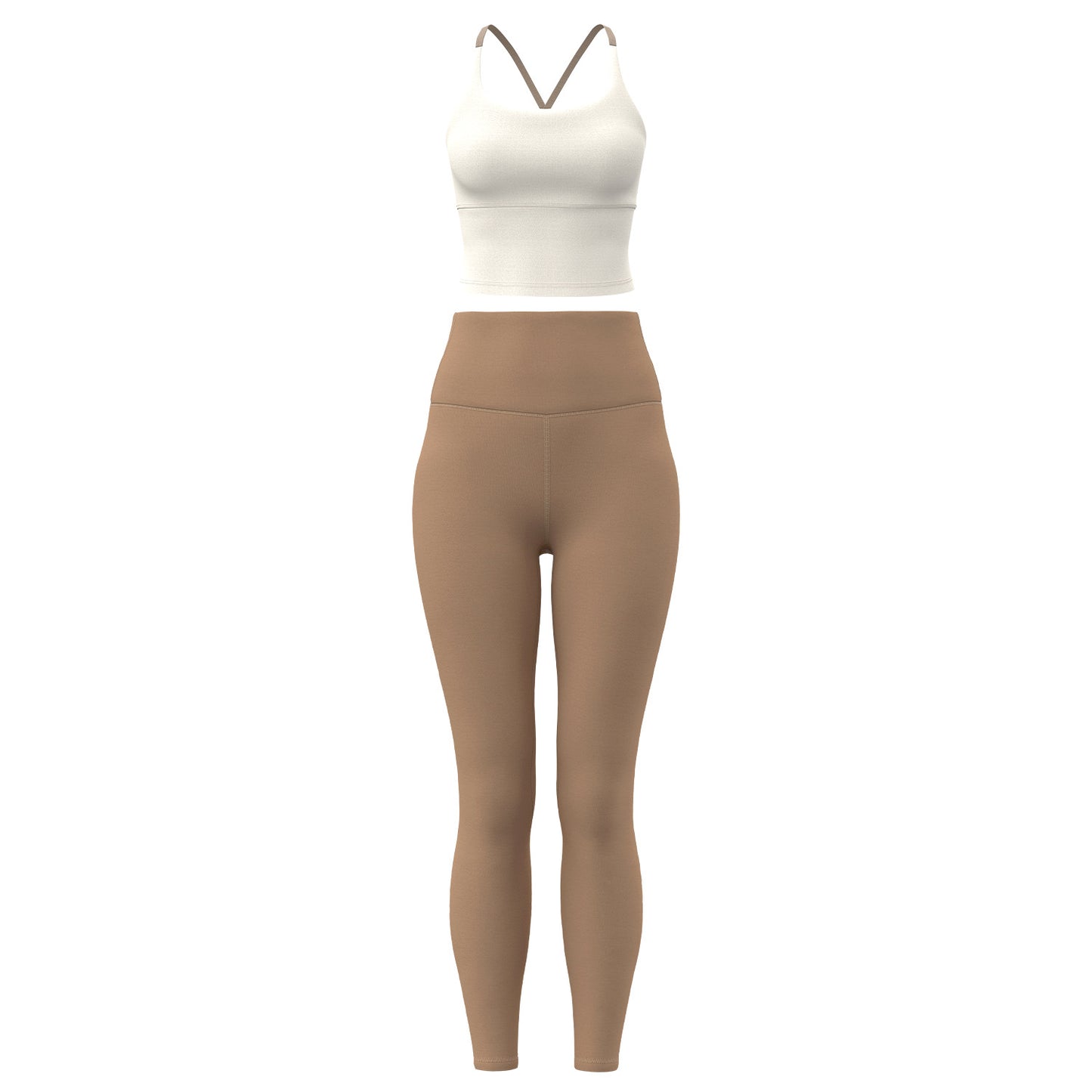Women's Two-Piece Sports Fitness Outfit With Camisole Top & Long Pants, Color Block Shockproof Yoga Wear For Indoor Training