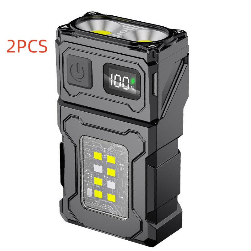 Keychain Light Type-C Charging Outdoor Highlight Lock And Load Spray Dual Light Source Strong Light Mini Flashlight