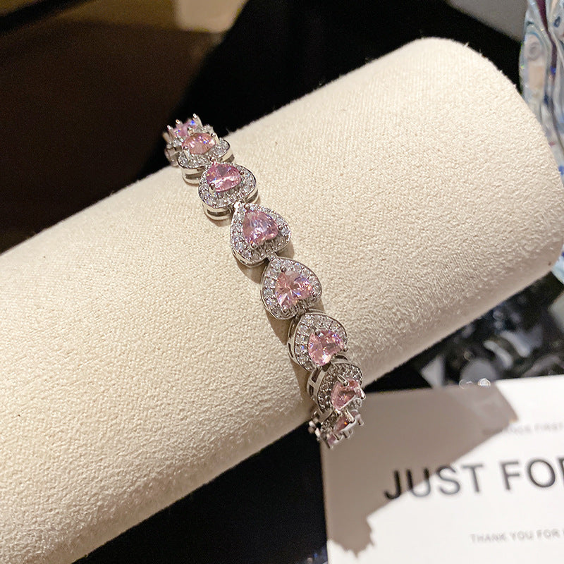 French Design Floral Buckle Zircon Bracelet Chic Exquisite Bangle Premium Flower Snap Fashion Wrist Accessory