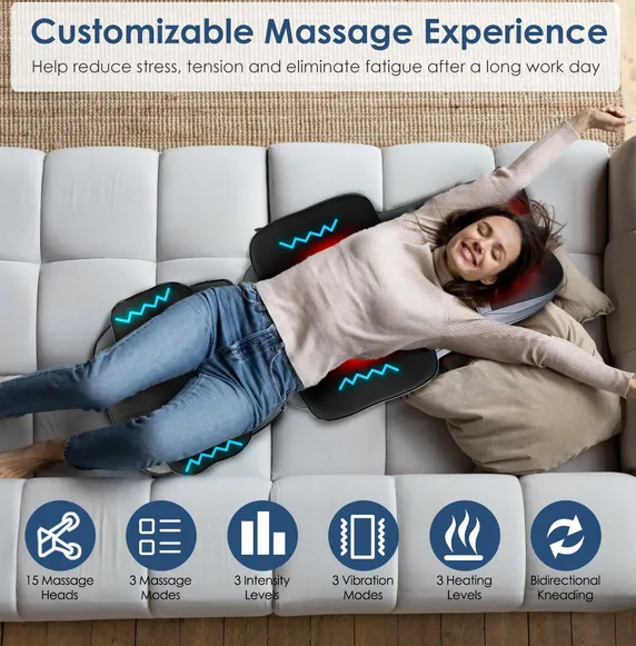 Shiatsu Neck Back Massager With Heat Full Body 3D Kneading Massage Chair Pad Multifunctional Massage Pad For Home Car Driver Seat