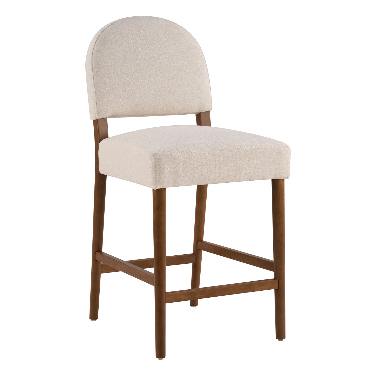 26 Seat Height Fabric & Rubberwood Bar Stool, Beige Upholstery With Adjustable Floor Leveler, Spacious Seat For Kitchen Island Beige,set Of 2