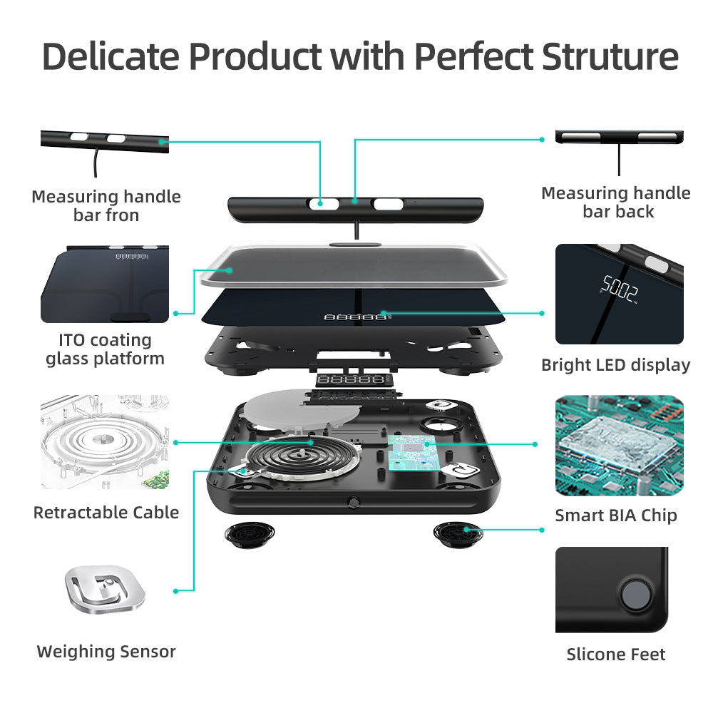 Professional 8-electrode Body Fat Scale With A Standalone Smart App