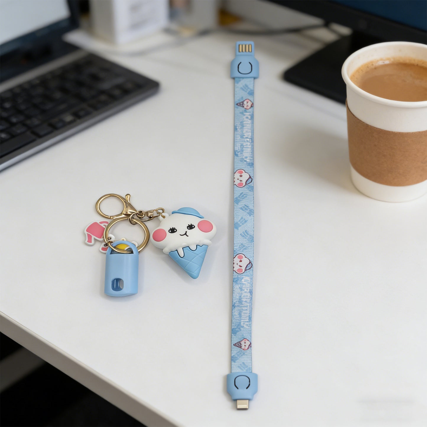 Animal Keychain Charging Cable-Blue