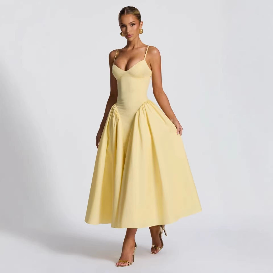 Body Hugging Pleated Strap Dress