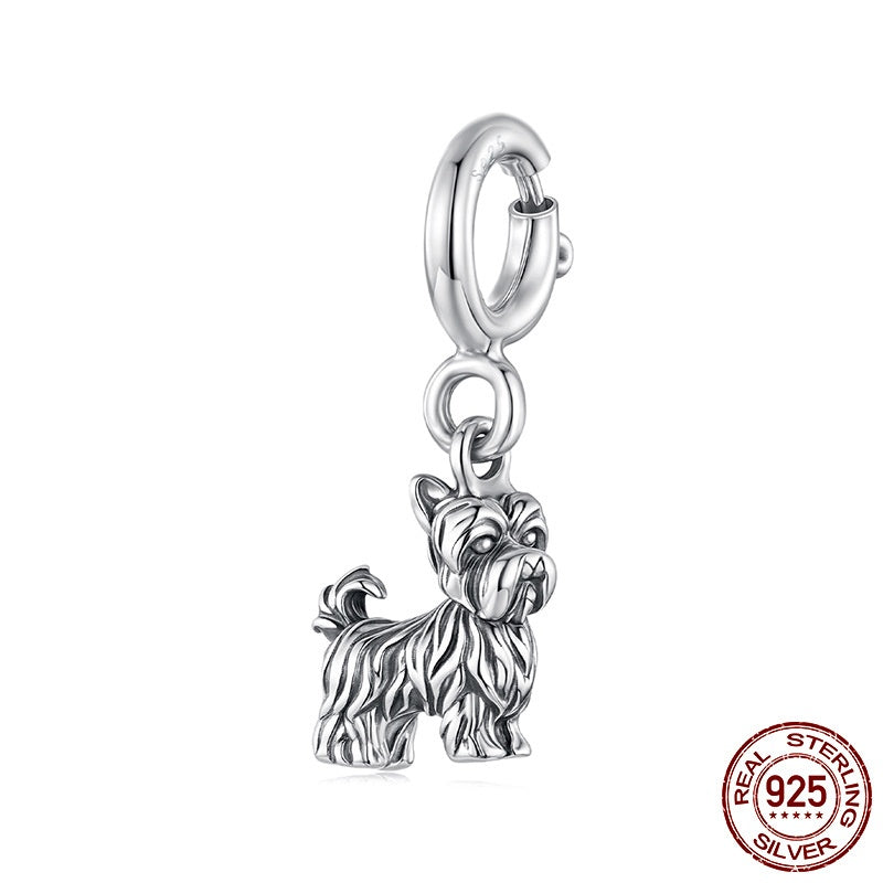 S925 Sterling Silver Yorkshire Terrier Pendant Sterling Silver Beads Accessories