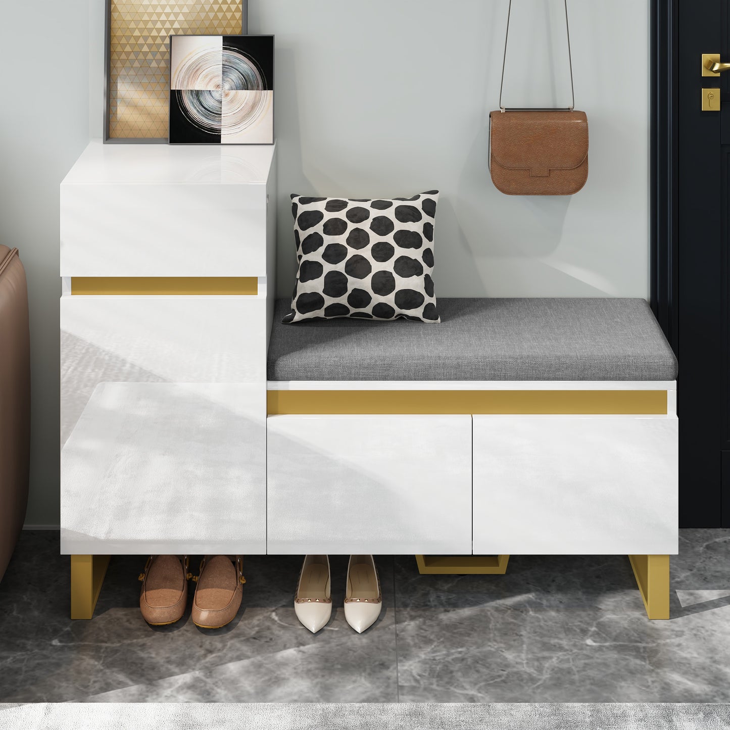 Large Capacity Entryway Shoe Cabinet, Multi-level Storage Cabinet, Modern Minimalist Entryway Cabinet, Home Organizer With Drawers And Doors.