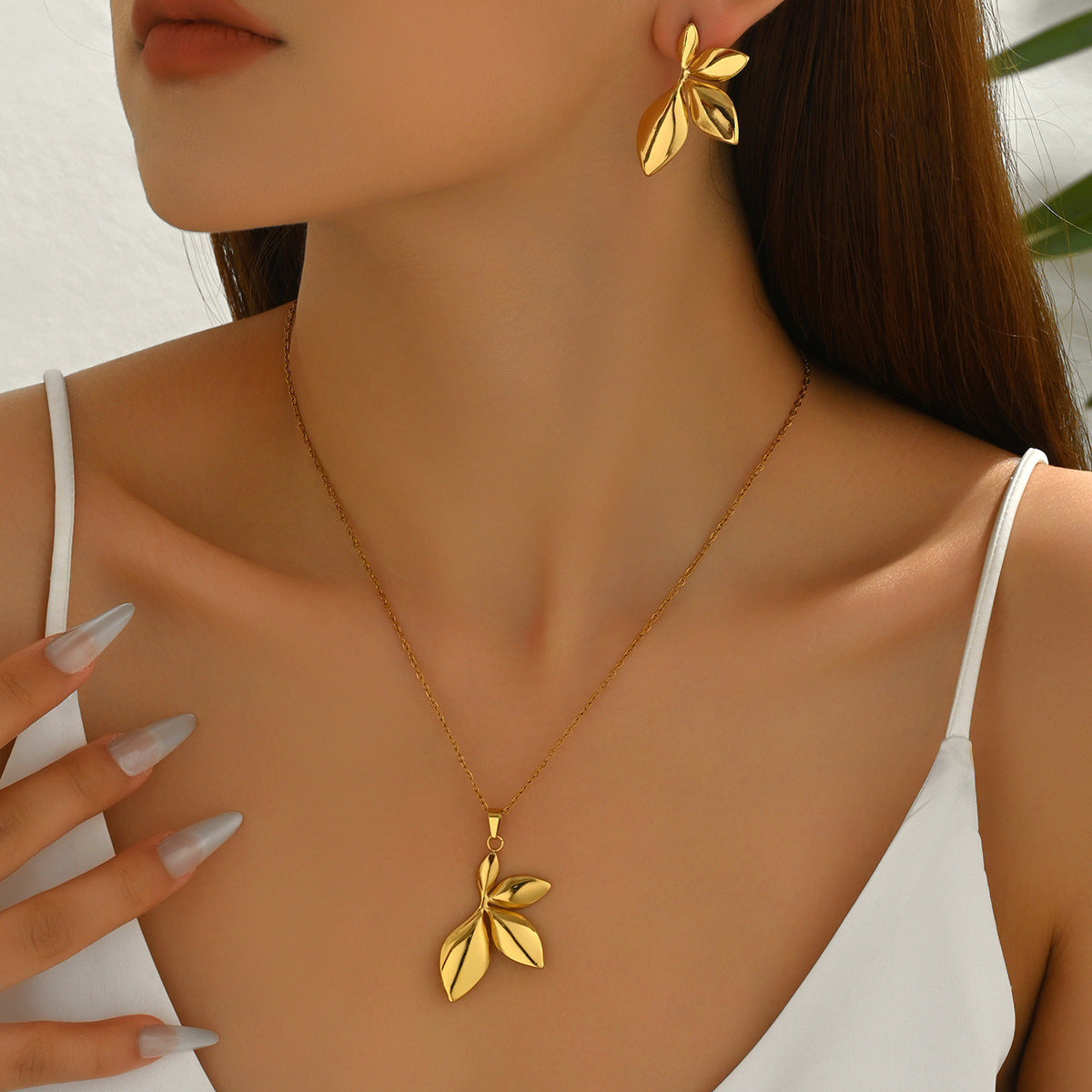 European American Cross-border Women Jewelry Set, Multi-element Long Pendant Necklace & Versatile Luxury Drop Earrings, Niche Daily Fashion Accessories For Ladies