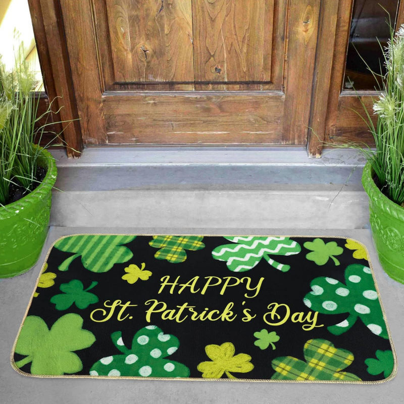 St Patrick's Day Door Entrance Decoration Non-slip Easy-care Foot Mat