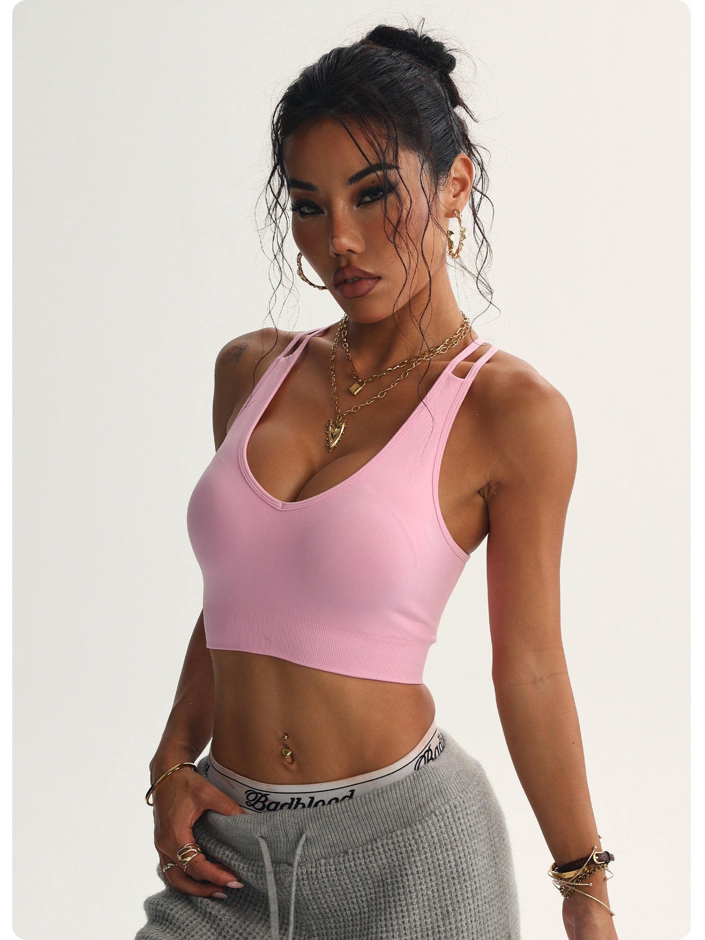 Peach Heart Cross Beauty Back Yoga Bra Sports