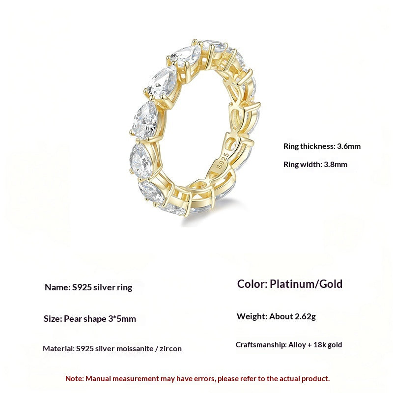 Cross-border Best-selling S925 Sterling Silver Light-luxury Claw-set Ring