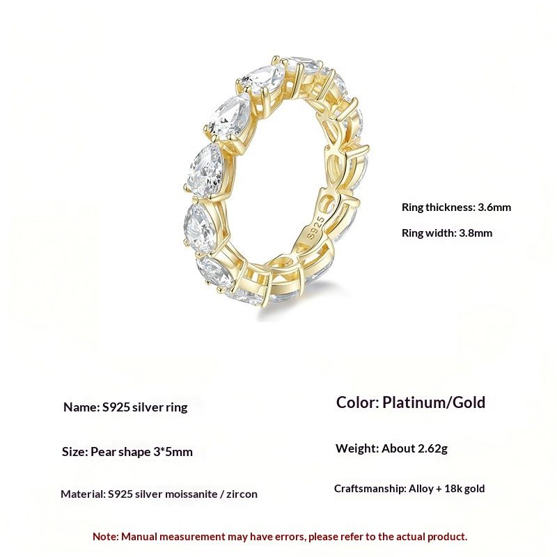Cross-border Best-selling S925 Sterling Silver Light-luxury Claw-set Ring