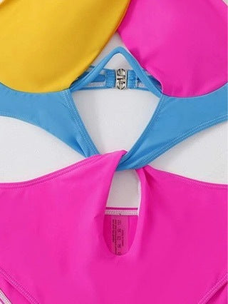 Body-splicing Multi-color Swimsuit Set