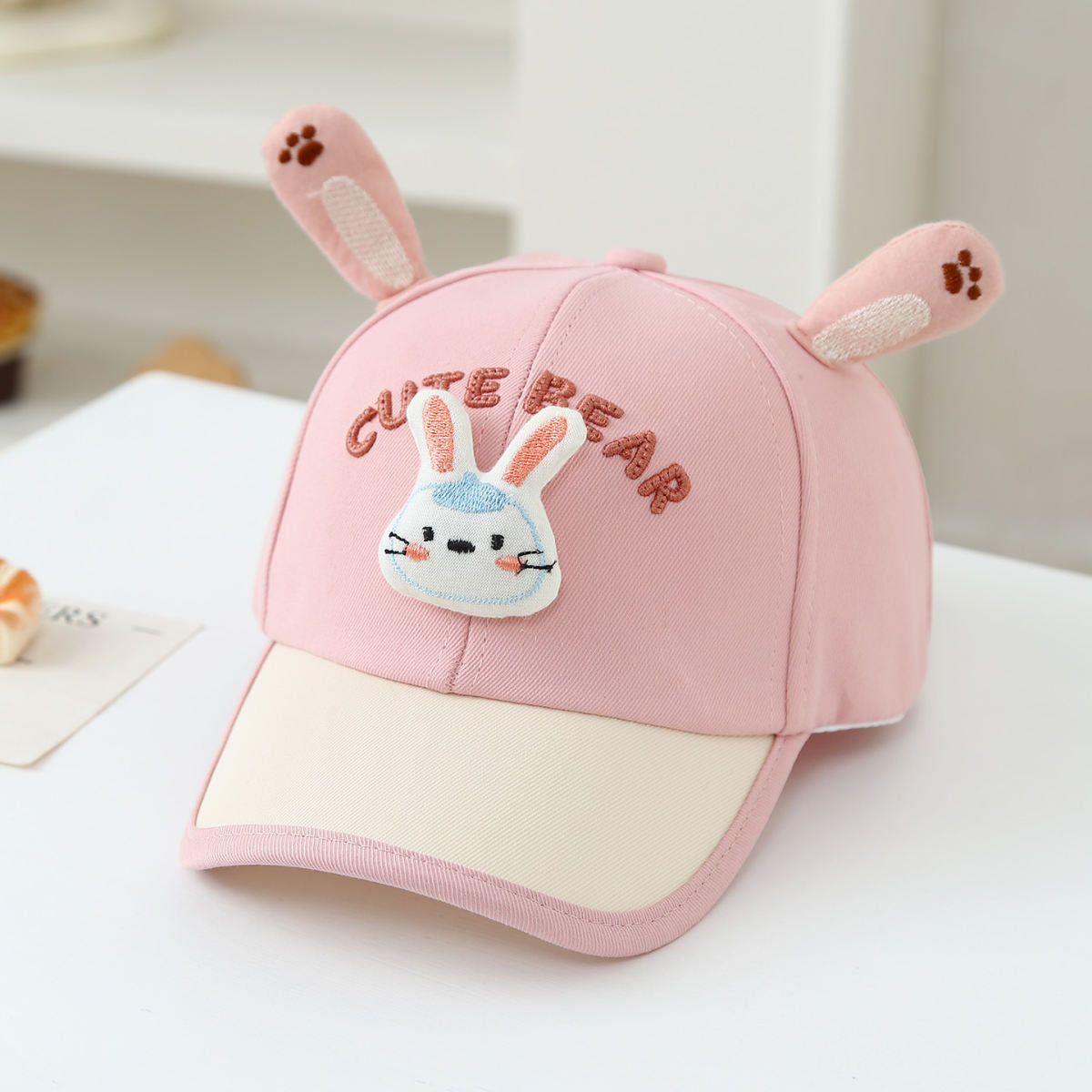 Children's Multi-color Edge-sewn Three-dimensional Cartoon-style Combined Korean-style Sweet Baseball Cap, Suitable For Daily Outings And Travels