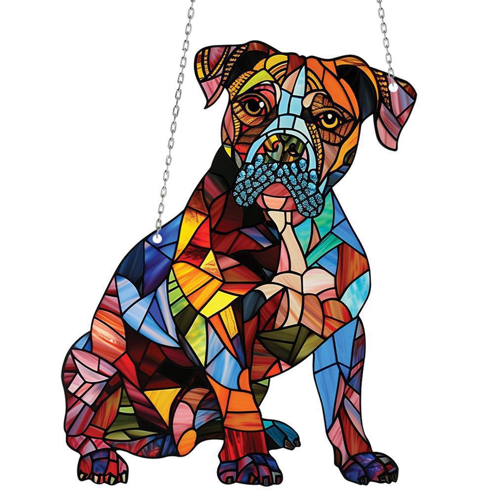 Gift Dog-shaped Acrylic Window Pendant In Colorful Designs