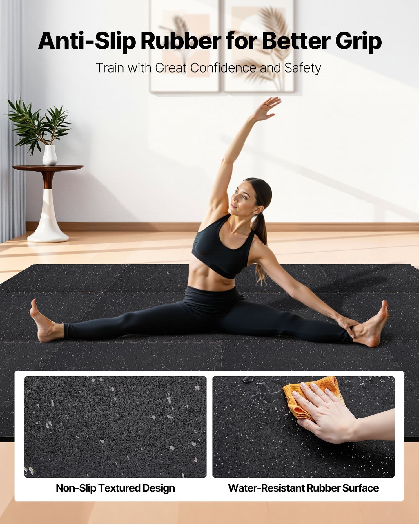 Puzzle Exercise Mat, 12 PCS Fitness Equipment Mats, 24 X 24 X 0.4 In, High-Density EVA Foam Mats Set, Interlocking Rubber Soft Tiles, Protective Floor Padding With Gray Dots For Home Gym Office
