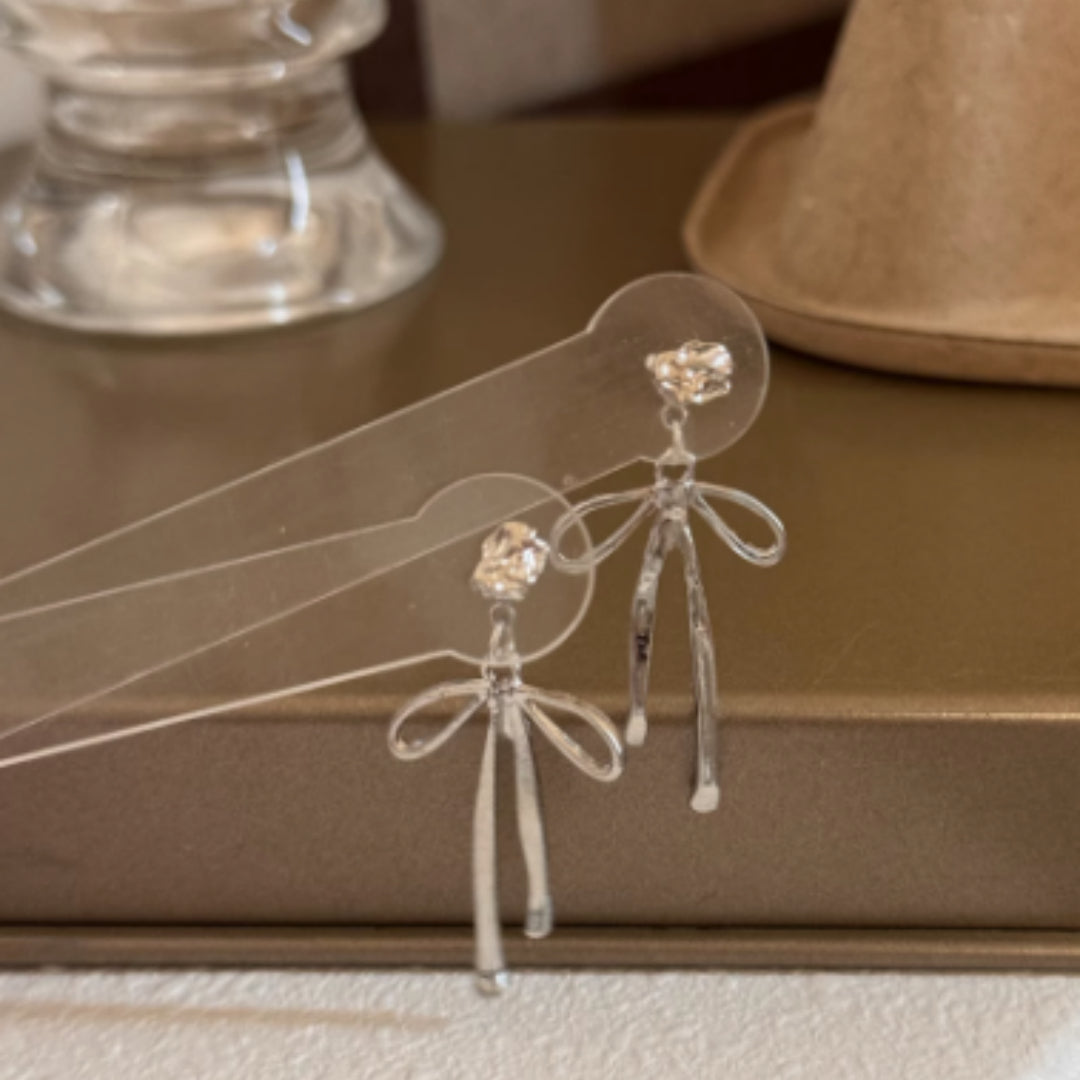 Metal Bow Earrings, Light Luxury, High-end, Elegant, Sweet Beauty