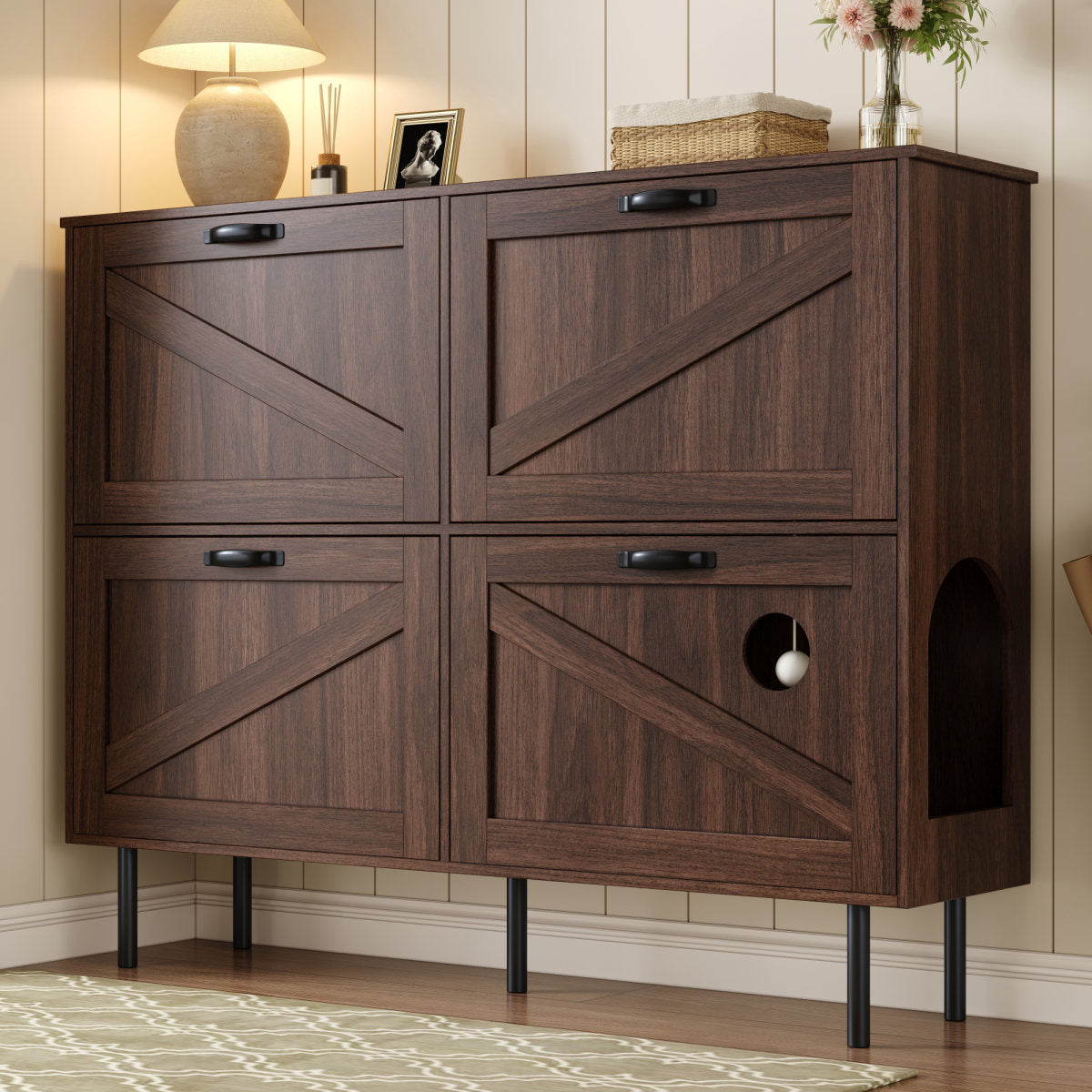 Narrow Shoe Cabinet With 3 Flaps, With Shelf For Pet Toys, Shoe Rack, Shoe Rack, For Use In The Hallway.