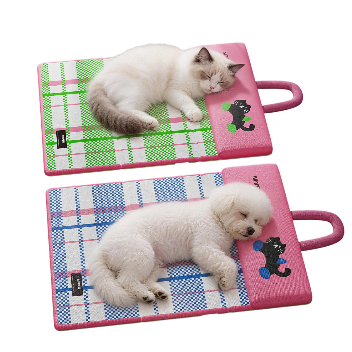 Summer Cooling Pet Mat Bed With Pillow Folding Portable Double-Sided For Cats Small Dogs