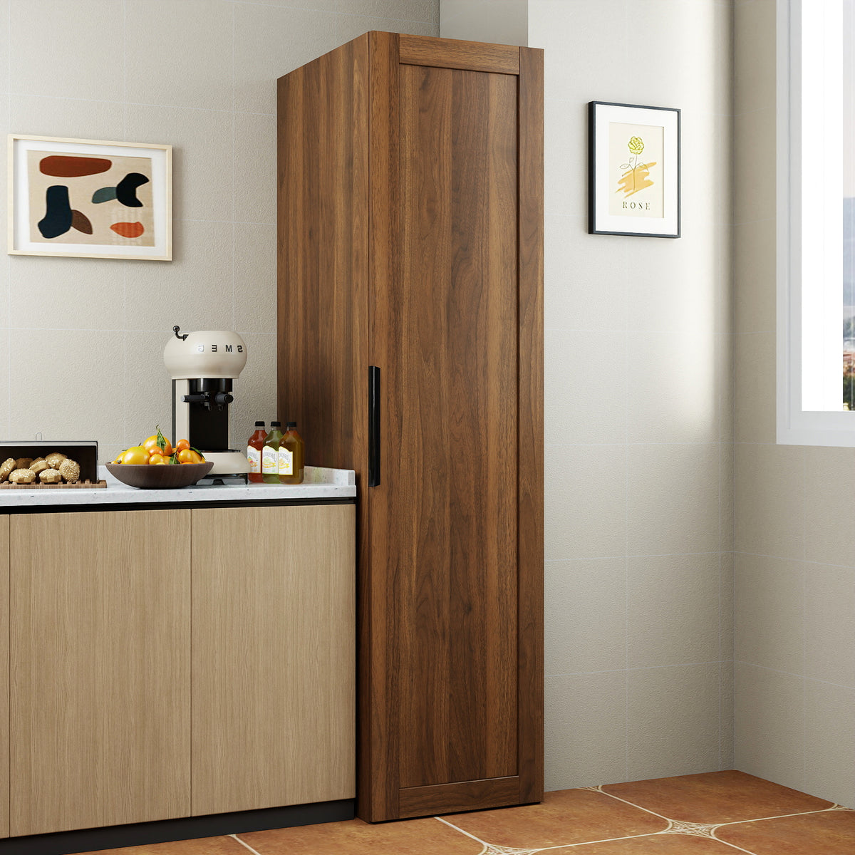 Kitchen Pantry Cabinet, BrownFreestanding Buffet Cupboards Sideboard With Doors & Shelves, Kitchen Pantry Storage Cabinet For Kitchen, Living Room And Dinning Room