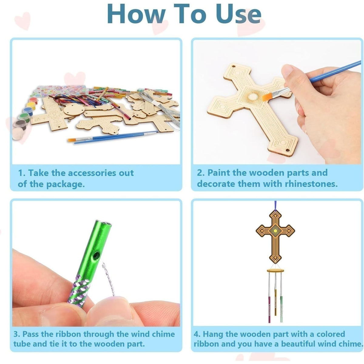 Cross Craft Kit With Painting Supplies And 27 Bells - Easter Craft Kit For Group Party Decorations