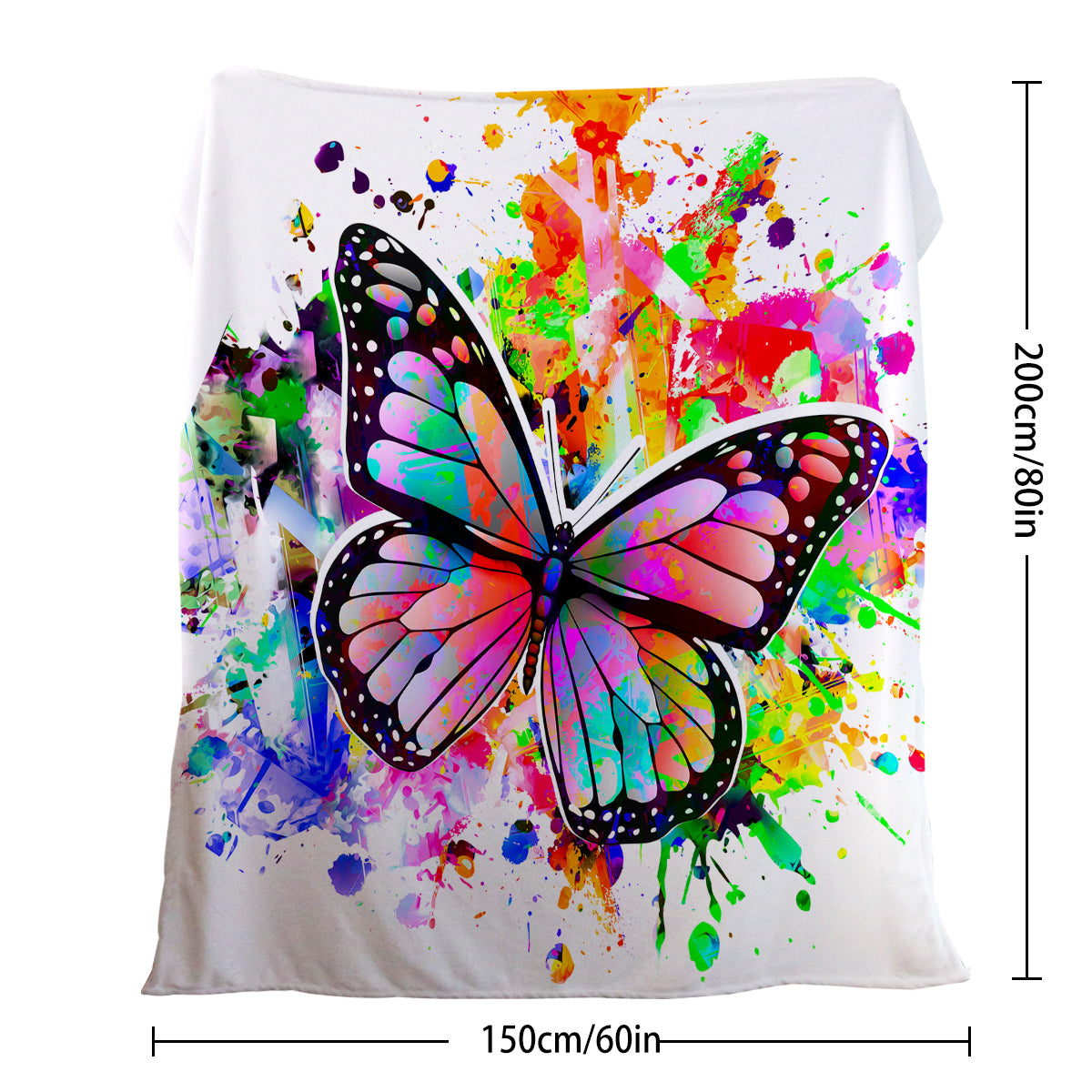Colorful Butterfly Throw Blanket Watercolor Animal Butterfly Blankets Soft Flannel Throw, Gifts For Butterfly Lovers,Lightweight Flannel Throw Blankets
