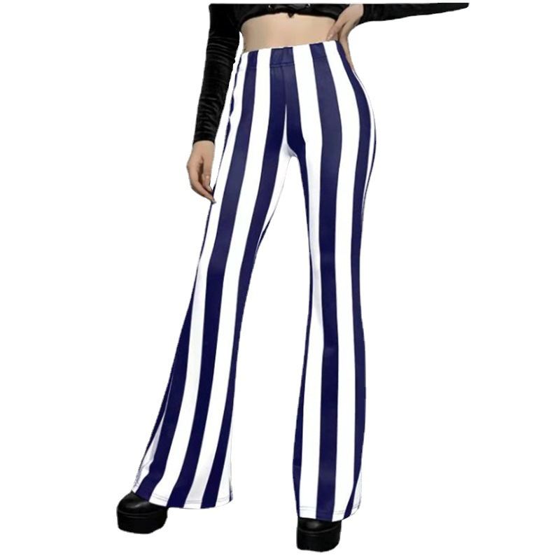 Sports Yoga Pants Striped Stretch High Waist Horn