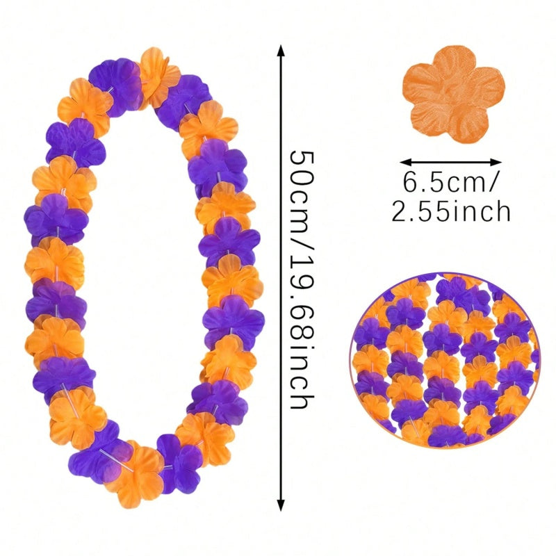 Pack Of 24 Halloween Party Item Flower Chains Halloween Themed Garlands Orange Purple Black Trick Or Treat Holiday Decoration Chain Accessories For Halloween Home Decoration Birthday Party Supplies