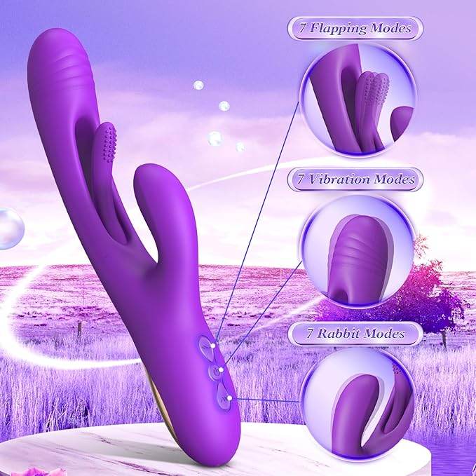 Rabbit Sexy Toys -LOVENOTE G Spot Massager For Women Clitoral Nipple Stimulation, 3 In 1 Sexy Toys With 14 Vibration & 7 Tongue Licking Flapping