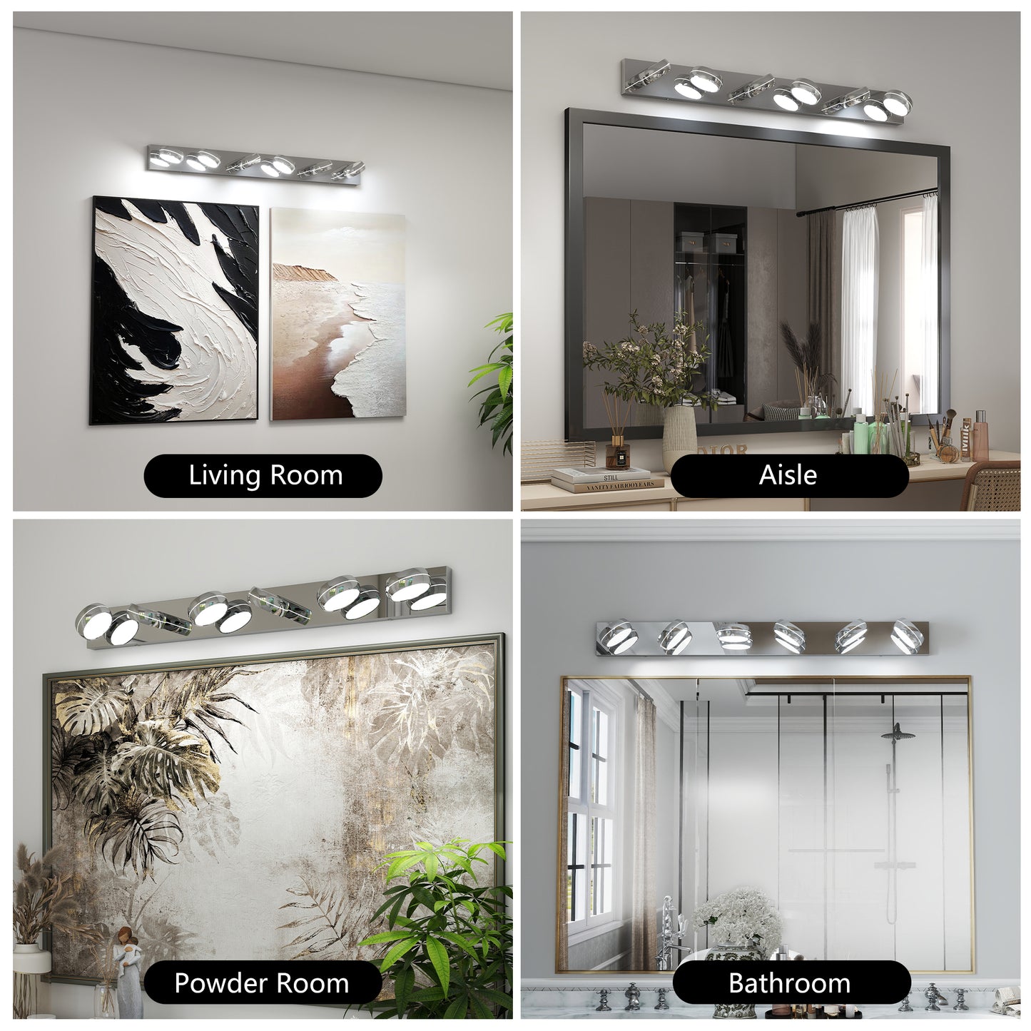 LED Vanity Lights 43in Bathroom Lights Fixtures Over Mirror 6 Light LED Lighting Fixture For Bathroom 18W Mirror Lighting Fixture Modern Bath Light Bar Chrome Bath
