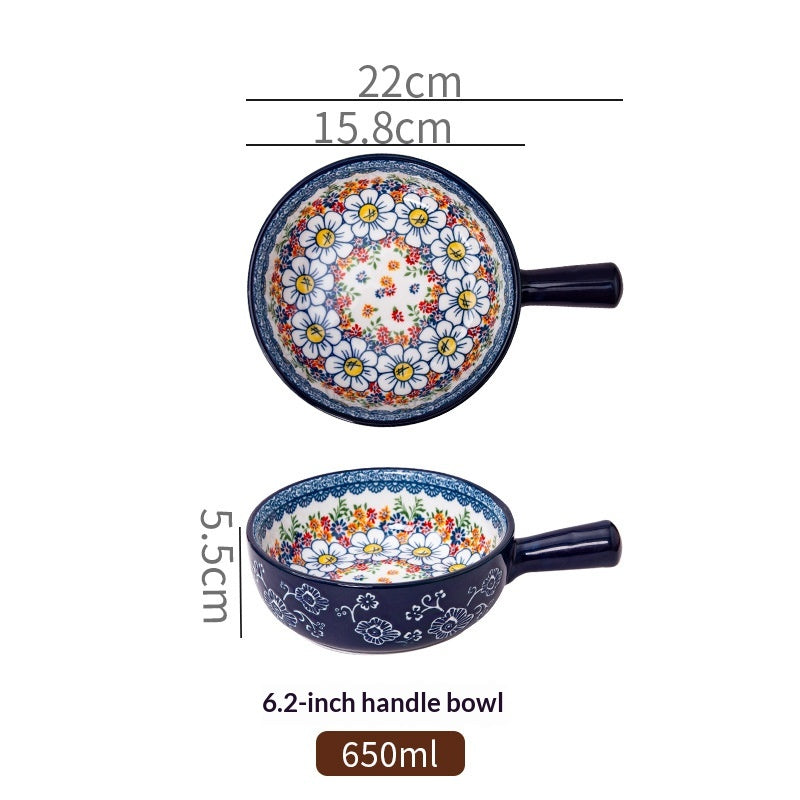 Bohemian Ceramic-handled Bowl Creative Design For Home Use