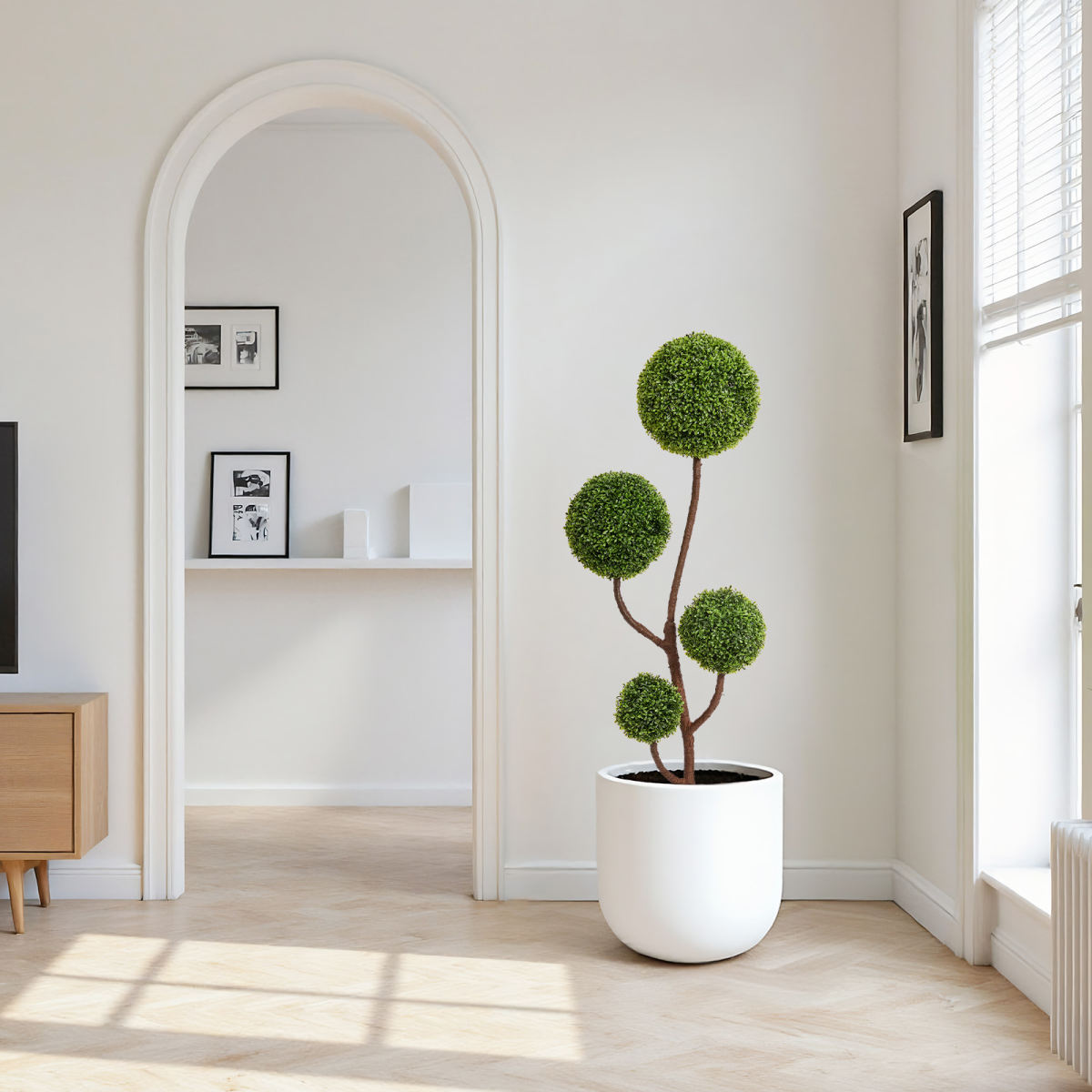 Artificial Boxwood Topiary Tree, 5FT Tall Triple Ball-Shaped Faux Plant Indoor or Outdoor Home and Office Decoration, 1pc/set