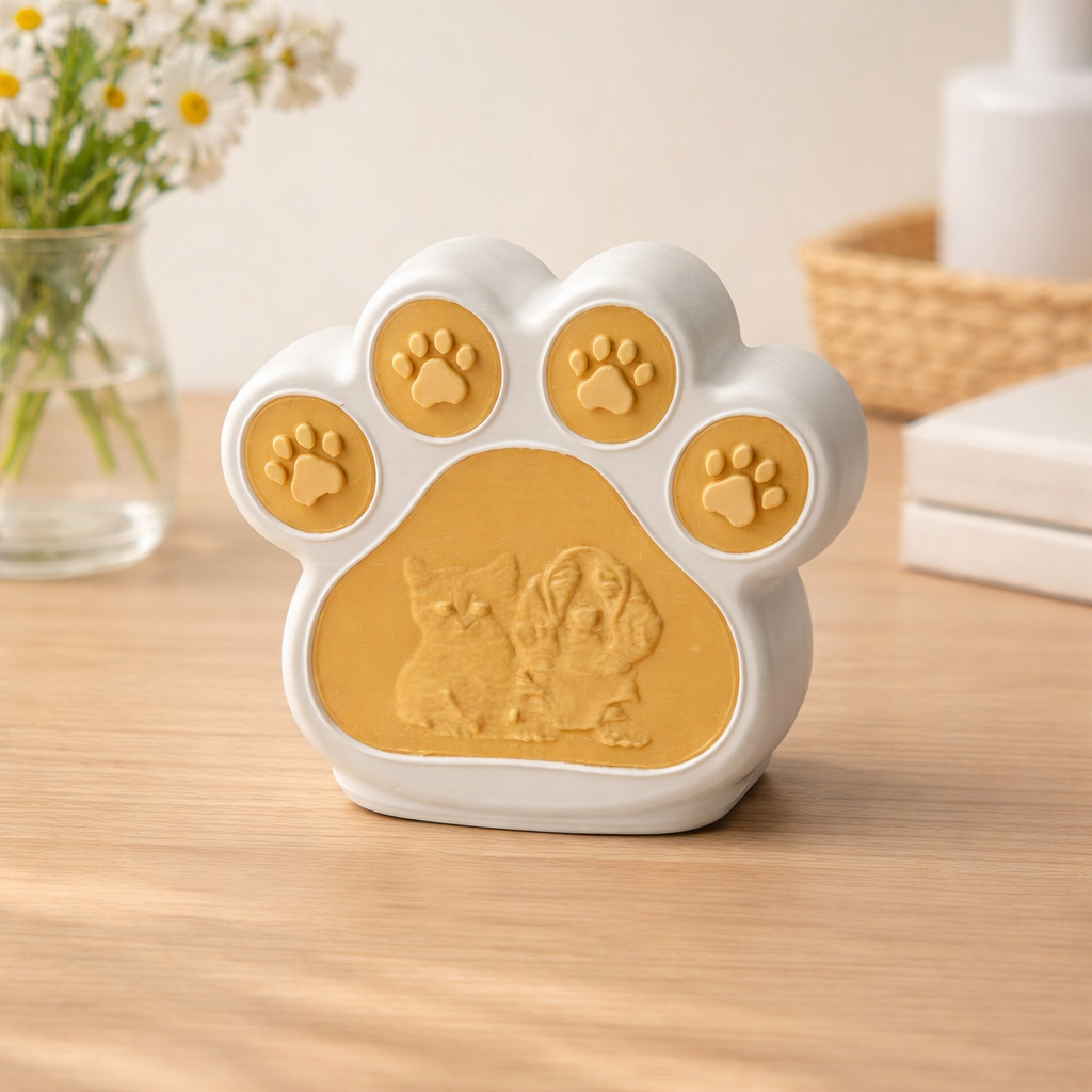 Pet Paw Night Light, 3D Printed Lamp, Add Photo Or Text, Cat Dog Memorial Gift, Cozy Home Decor